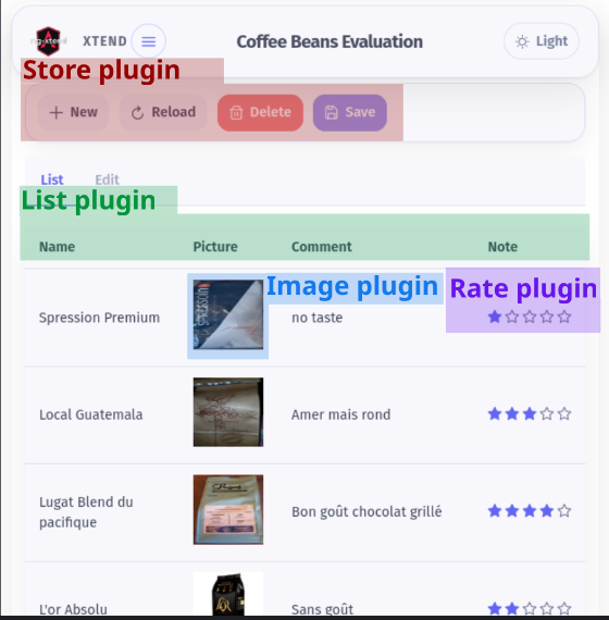 List view screenshot